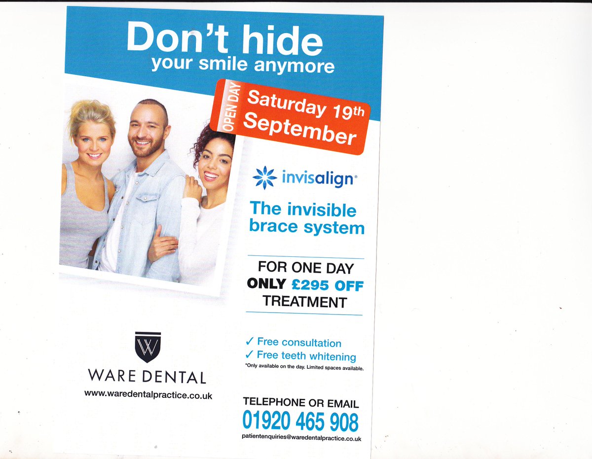 WareDental's tweet photo. #invisalign #openday #ware #dentist #straightteeth #19thseptember #saturday http://t.co/zbosU8QN7U