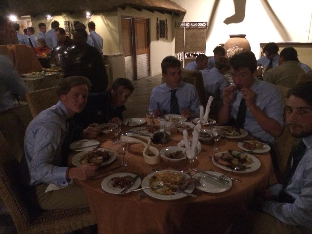 RGSWRugby's tweet photo. Dress code for the final night on tour and presentation evening was Number ones #RGS2015SA http://t.co/coNnCnwICN