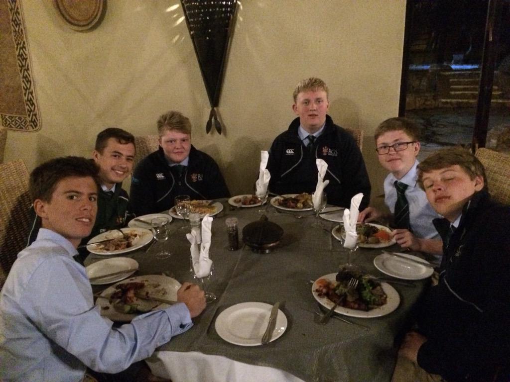 RGSWRugby's tweet photo. Dress code for the final night on tour and presentation evening was Number ones #RGS2015SA http://t.co/coNnCnwICN