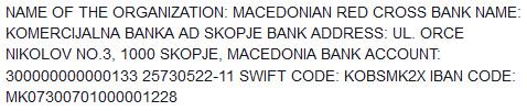 <a href="/Flood_List/">FloodList.com</a> this is the <a href="/macedonian_rc/">Црвен крст на РМ</a> bank account for #donations to help the people in #Tetovo &amp; #Prilep #Floods.