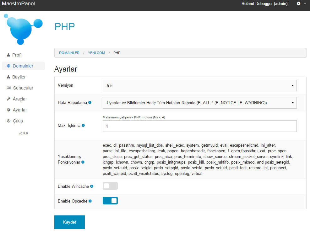maestropanel's tweet photo. Yeni #PHP Yönetim ekranımız. Maximum Instance, Opcache ve Wincache yönetimi #MaestroPanel http://t.co/TgWdabrIHe