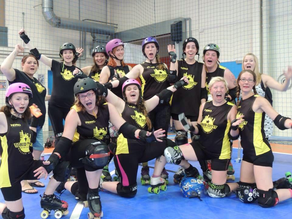 GridCityDerby's tweet photo. #wearerollerderby GCD after their win on Sunday!! http://t.co/AadxxsaxTj