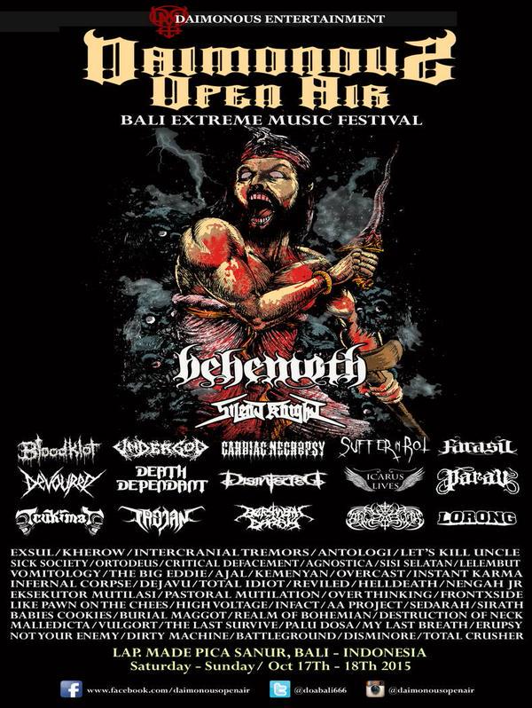 #xtremeinfo Behemoth akan menjadi headliner Daimonous Open Air yang digelar 17-18 Oktober di Lap. Made Pica Bali