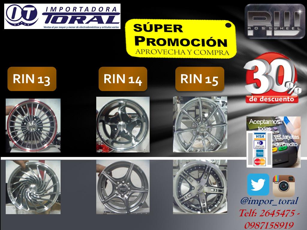 impor_toral's tweet photo. @ventasenecuador GRAN PROMOCIÓN 30% DSC
AROS ROSSWHEEL #rosswheel RIN 13,14,15
importadora.toral@hotmail.com
2645475 http://t.co/JFBQRVBELQ