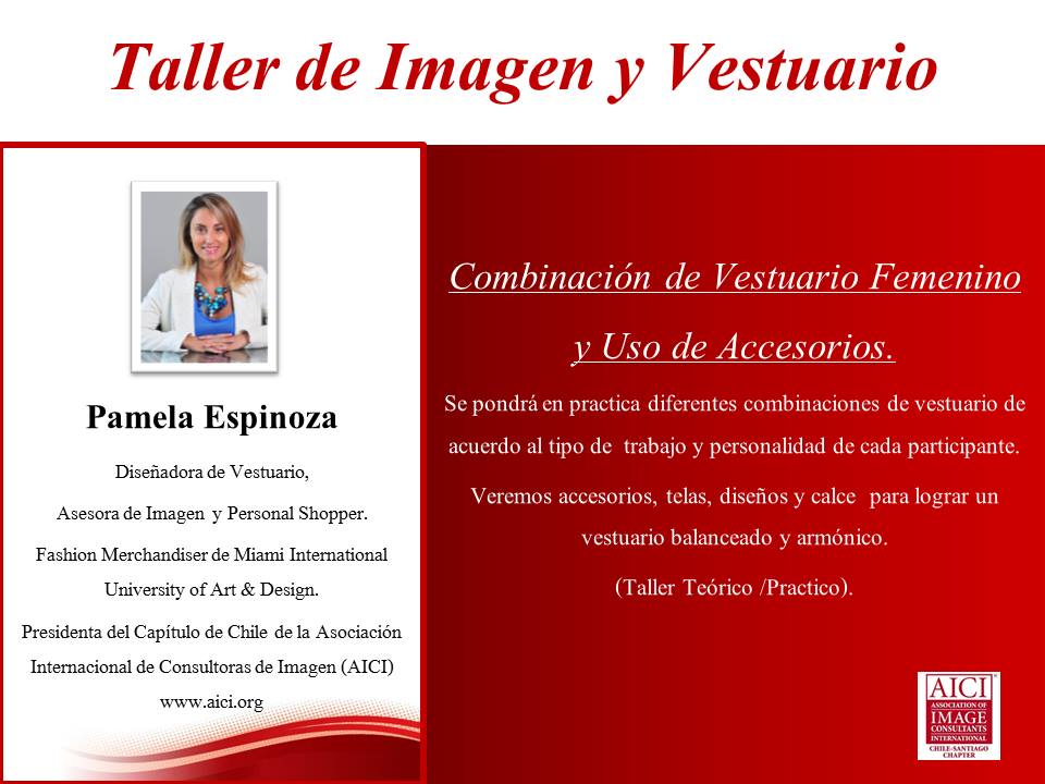 AICIChile's tweet photo. Últimos días para inscribirse en el taller de Imagen y Vestuario! http://t.co/MubITrTQG7 http://t.co/fXC2Onc4tu
