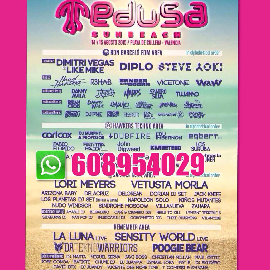 🎊 MEDUSA SUNBEACH FESTIVAL 🎊

🔹Abonos
🔹Abono+Hawkers👓

#MedusaSunbeach #Festival #Cullera #Medusa2015

📲608954029