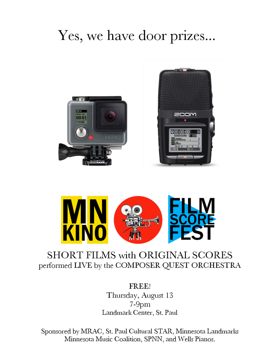 ComposerQuest's tweet photo. Another perk for coming to @mnkino Film Score Fest @LandmarkCenter: GoPro &amp; Zoom H2n door prizes! cc @mnmusicco @SPNN http://t.co/XMHQZDPNa9