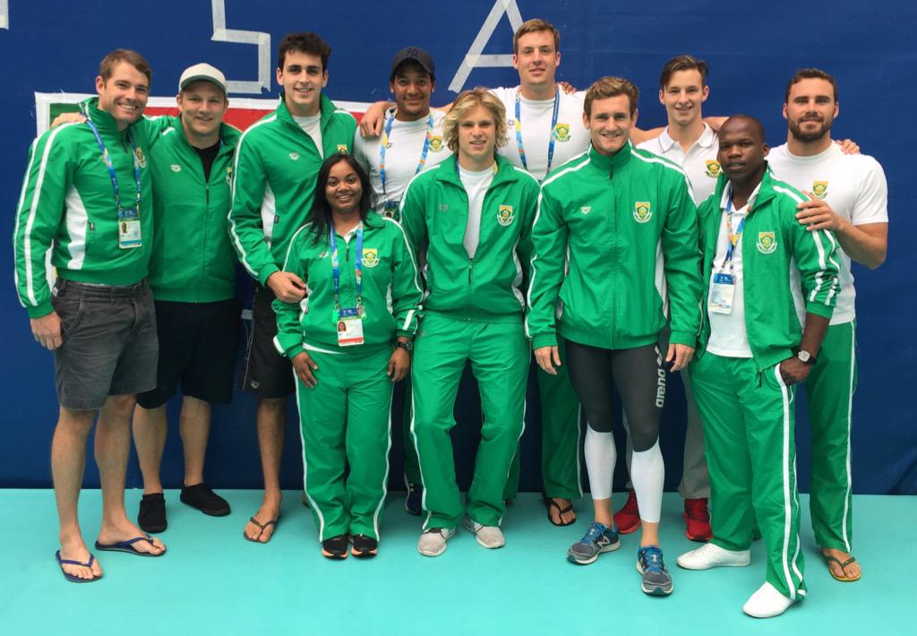 <a href="/SAWaterpolo/">SA Waterpolo</a> boys supporting <a href="/Cameronvdburgh/">Cameron van der Burgh OIS</a> <a href="/chadleclos/">Chad Le Clos</a> tonight🙌🏽 #FINAworldchampsTeamRSA 🇿🇦