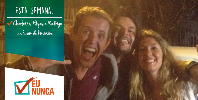 eununca's tweet photo. Já pensou chegar no rolê de limousine? Pois é! Esse era o sonho dos amigos Charlotte, Elyes e Rodrigo. http://t.co/GAJt35UFgo