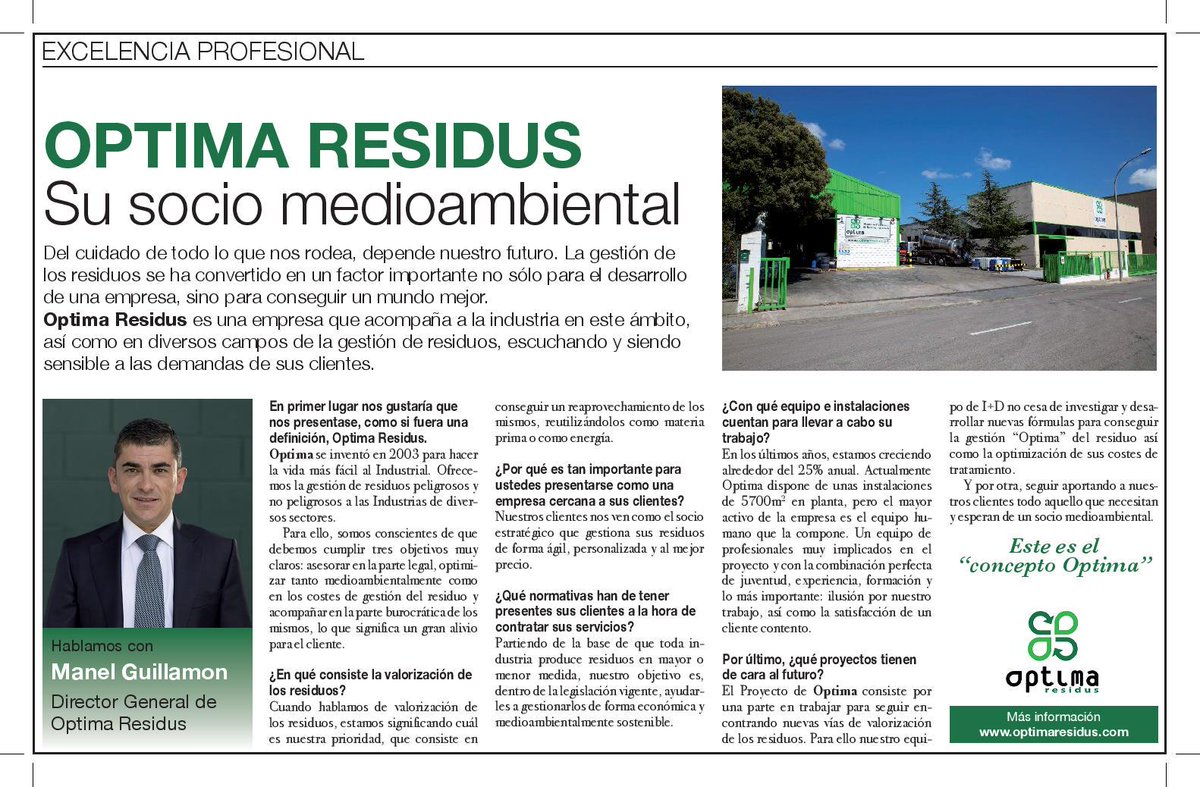 Optima Residus, su socio #medioambiental