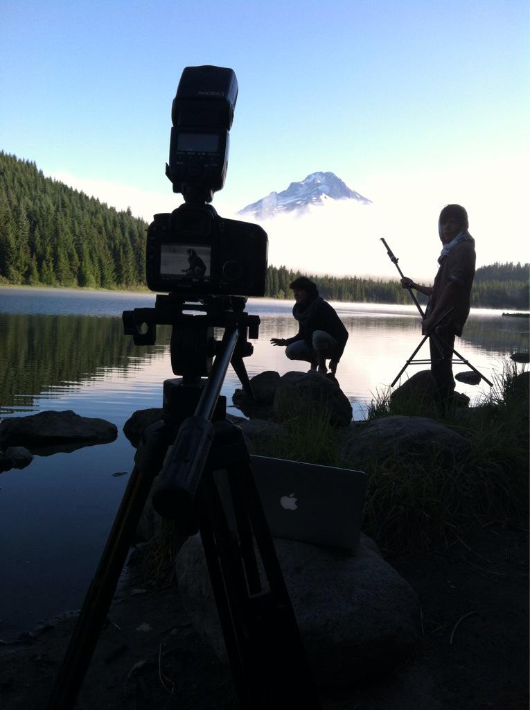 jp_north's tweet photo. Music video shoot @ Trillium Lake http://t.co/8yQ6nHxITk