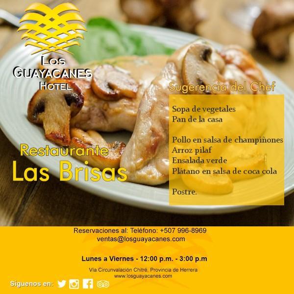 Esté es el exquisito #MenúEjecutivo de hoy #Miércoles en #RestauranteLasBrisas del #HotelLosGuayacanes #Chitré