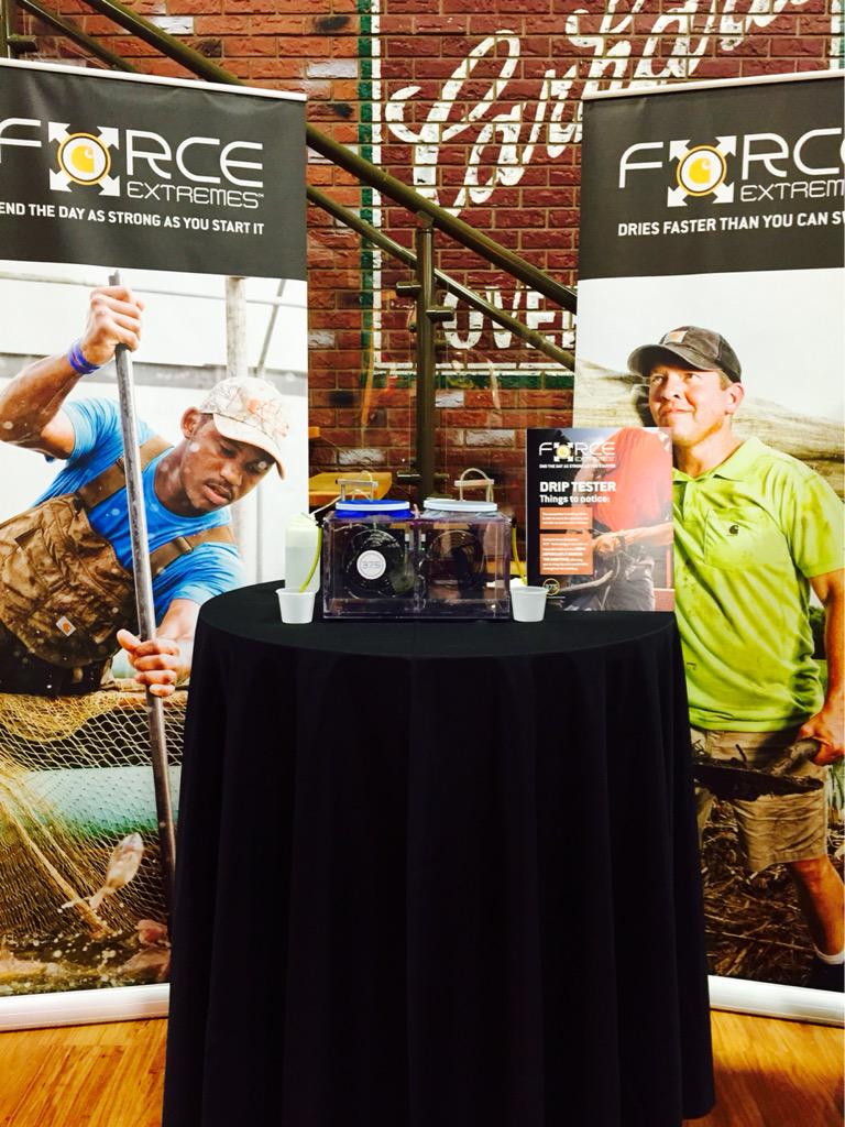 Our drip demo at the <a href="/Carhartt/">Carhartt</a> booth proves 37.5® #tech dries faster than you can sweat. #ORshow #orsm15 #thirty75