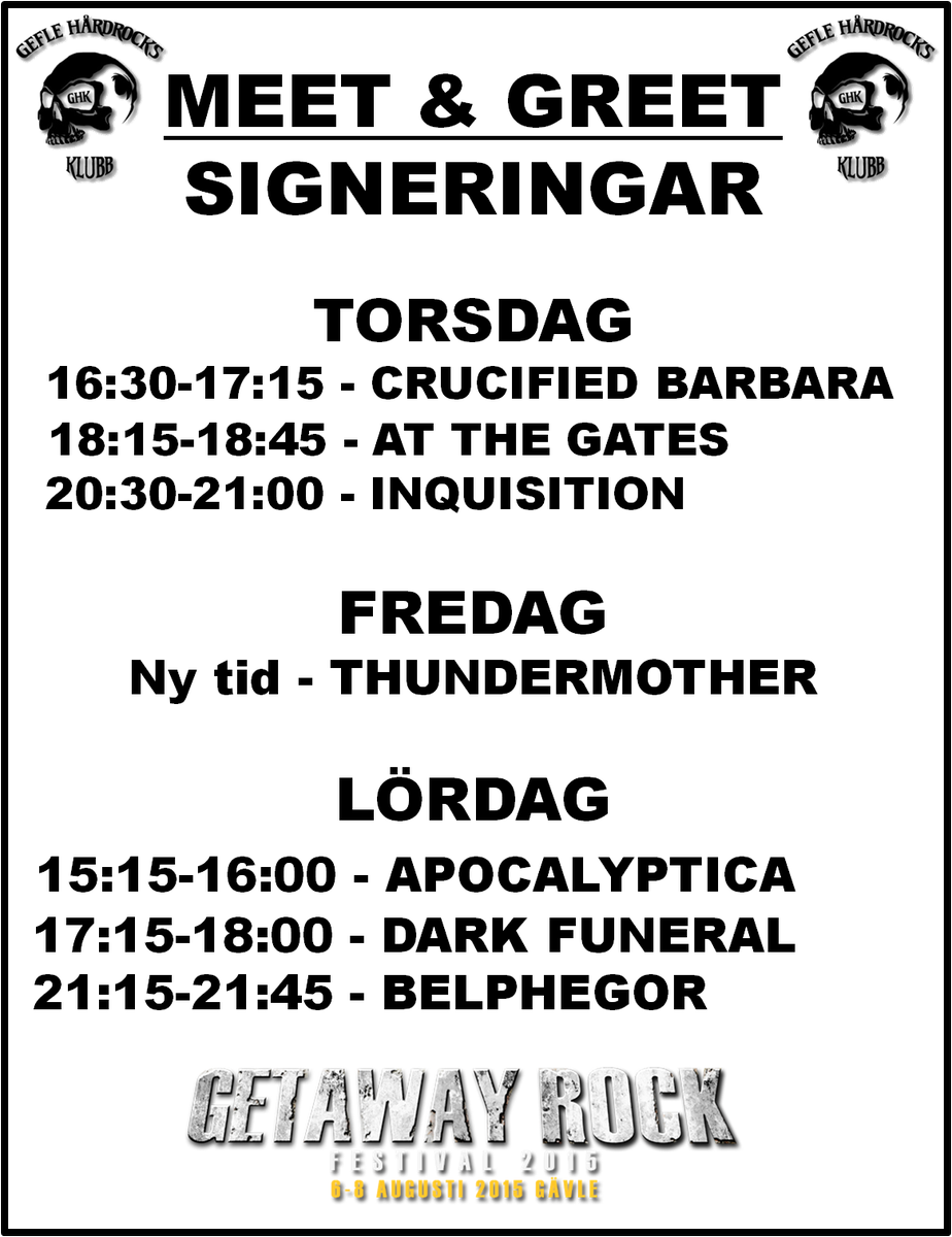 GETAWAYROCKFEST's tweet photo. Fler klara signeringar och vi väntar fler besked, observera att det kommer ny tid för Thundermother \m/ http://t.co/rcH0oRX7h5