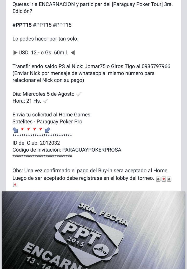 Queres ir a ENCARNACION y participar del [Paraguay Poker Tour] 3ra. Edición?