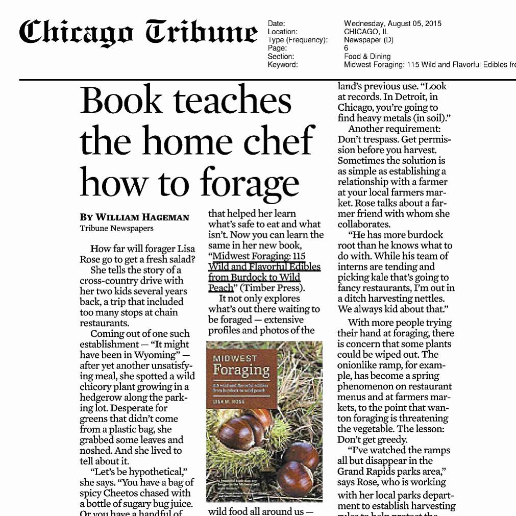 PurpleAspEvent's tweet photo. MT @lisaroseGR: Review of #MidwestForaging in today's print ed. of @chicagotribune! #LocalFood #Forager @timberpress http://t.co/AMOza5qK4U