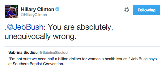 dawnlaguens's tweet photo. Again, it's no wonder women’s health champions — like @HillaryClinton — took @JebBush to task: http://t.co/bsbdsKaDSb http://t.co/LV6otTiH4G