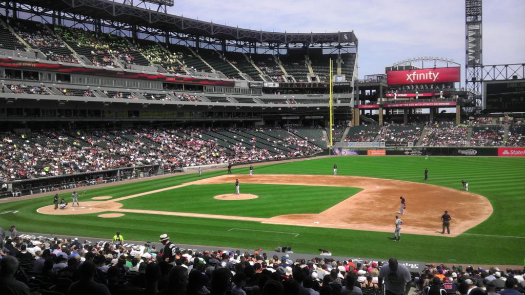 White Sox and Rays. Beautiful day...not many fans.