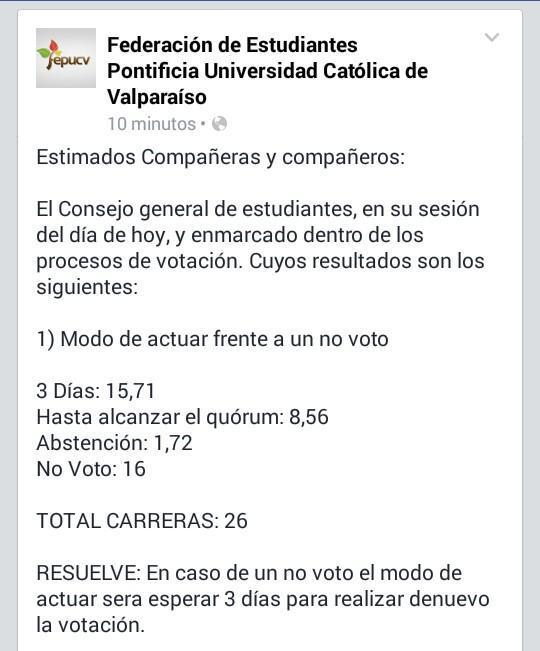 caaeii's tweet image. INFORMACIONES CGE | Los estudiantes PUCV deponen el Paro Indefinido y se crea Mesa Negociadora con Rectoría. #FePUCV