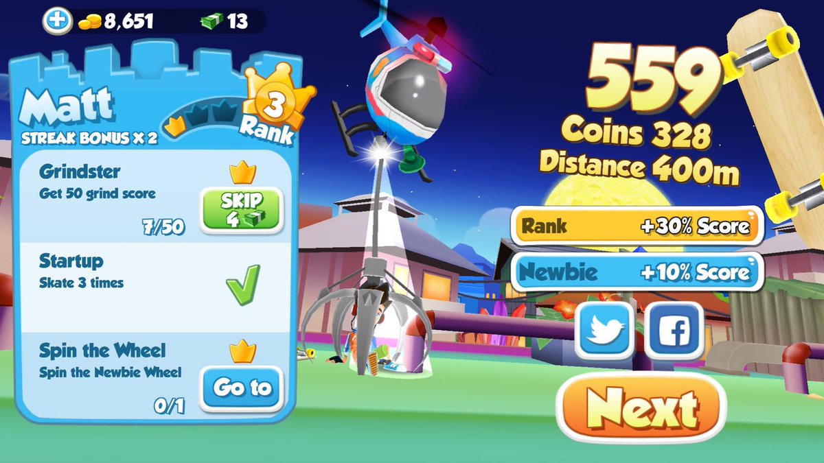 I just scored 559 with Matt using the Woody board! #SkylineSkaters smarturl.it/skylineskaters…