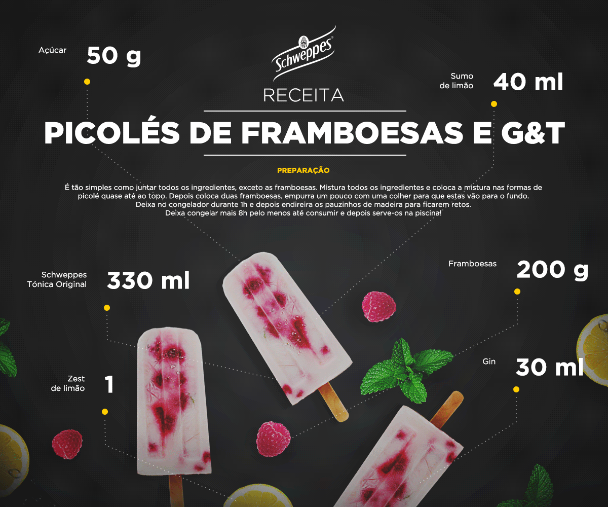 Beleza: Picolés de Framboesas e G&amp;T #expertsinmixing #schweppes #summer