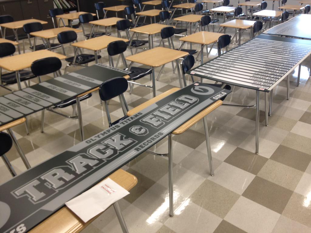 coach_tmitchell's tweet photo. The new track and field record board just arrived! Can't wait to hang it up! #olytrack @SchoolPrideLtd http://t.co/0SgQbxVRRf