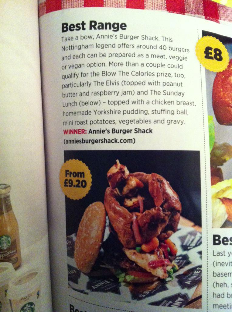 NottinghamTIC's tweet photo. Well done @original_annies for Best Range in the @sainsburysmag look at the UK's Best Burgers #epicmenu #lovenotts http://t.co/WZlvJGT7Hs