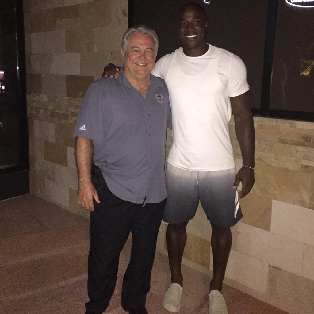 HomeOfTroyFB's tweet photo. Greatest photo ever "@DeMarcusWare: Good to break bread with Coach Blakeney.  Owe this guy a lot @TroyAthletics http://t.co/x4WfDzeeCA"