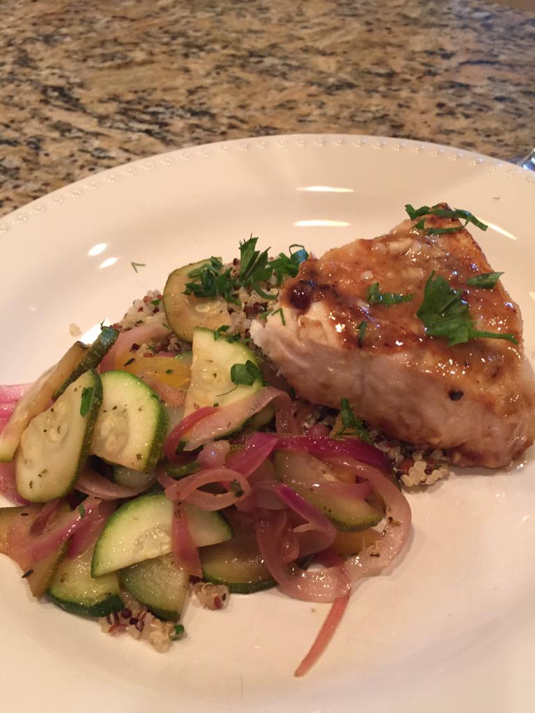 Cooking on vacation is especially delicious...broiled local catch of the day in Dijon glaze