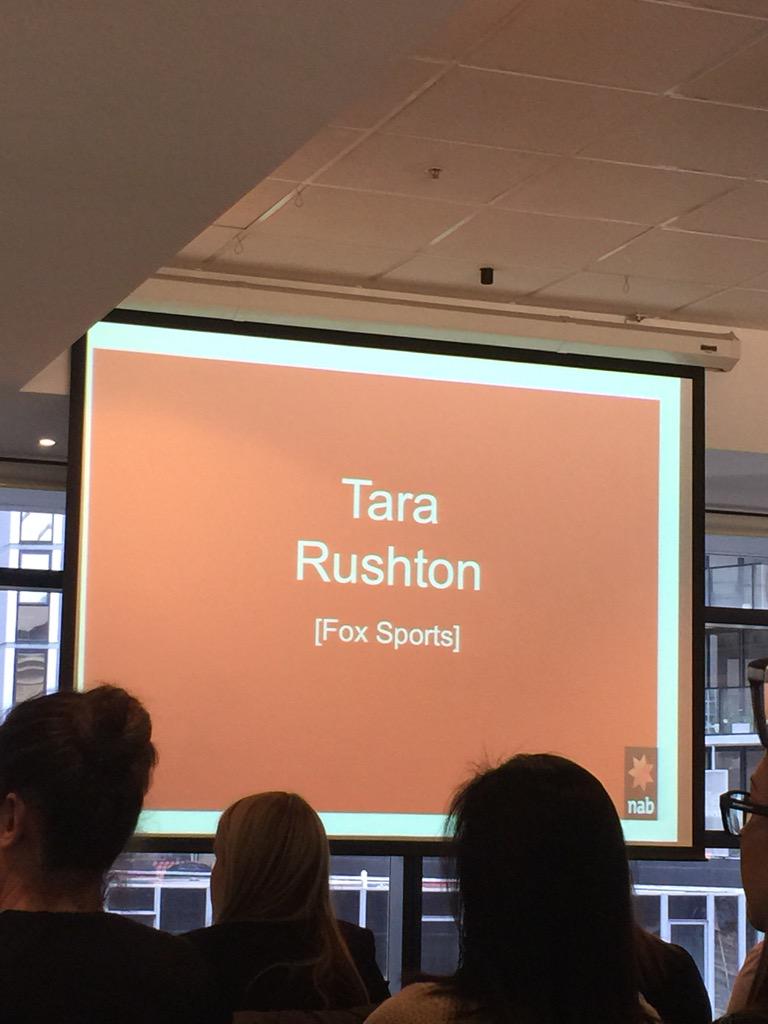 Cimonetta's tweet photo. @TaraRushton owning the stage at #SwitchedOnWomen with her talk on managing your profile/personal brand 👌 #FoxSports http://t.co/E17yh0bHa4