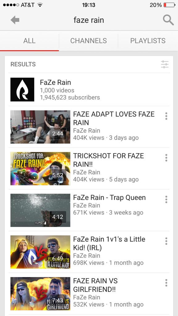 Hgager's tweet photo. @FaZe_Rain CONGRATS ON 1000 VIDEOS AND ALMOST 2,000,000 SUBS! http://t.co/FmordbQOib