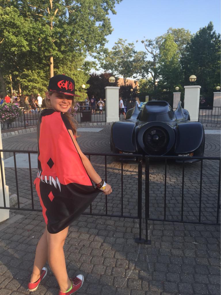 "My human with the batmobile and her Harley Quinn stuff!"