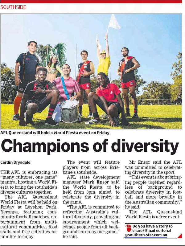 QAFL_QAFLW's tweet photo. Did you catch this in this weeks Quest Southern Star? @AFLQ #WorldFiesta is on tomorrow! http://t.co/CKiVOpfVDj http://t.co/zHgjwQItcM