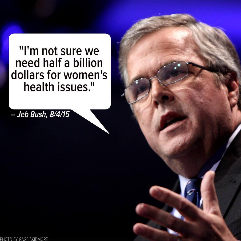sheriffali's tweet photo. Misogynists Jeb Bush &amp; Republicans idea to defund Planned Parenthood make them #GOPReprobates 
http://t.co/5lELTEejsb http://t.co/CJyCScVTPR