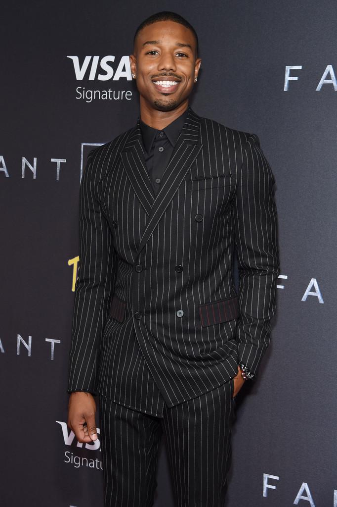 The Fashion Court on X: Michael B. Jordan wore a #Givenchy Fall 2015  pinstripe black suit to the #FantasticFour New York premiere last night.   / X