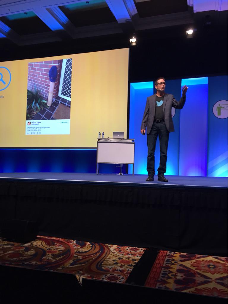 birdiablo's tweet photo. @themoose on stage telling the story of #putoutyourbats - the public power of Twitter. #ibmanalyticswin http://t.co/T4qReIKn6o