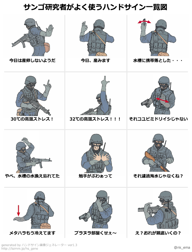 Sho Nakaema در توییتر サンゴ研究者 飼育実験系 がよく使うハンドサイン作った D Byハンドサイン ジェネレーター Http T Co Hmh9sopaet Http T Co Cik3b3frz4