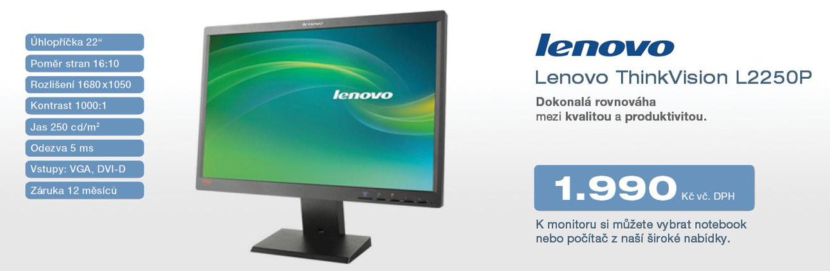DeviceCZ's tweet image. Úžadný monitor Lenovo ThinkVision L2250P za ještě úžasnějších 1.990 Kč? Více na: device.cz/monitory/