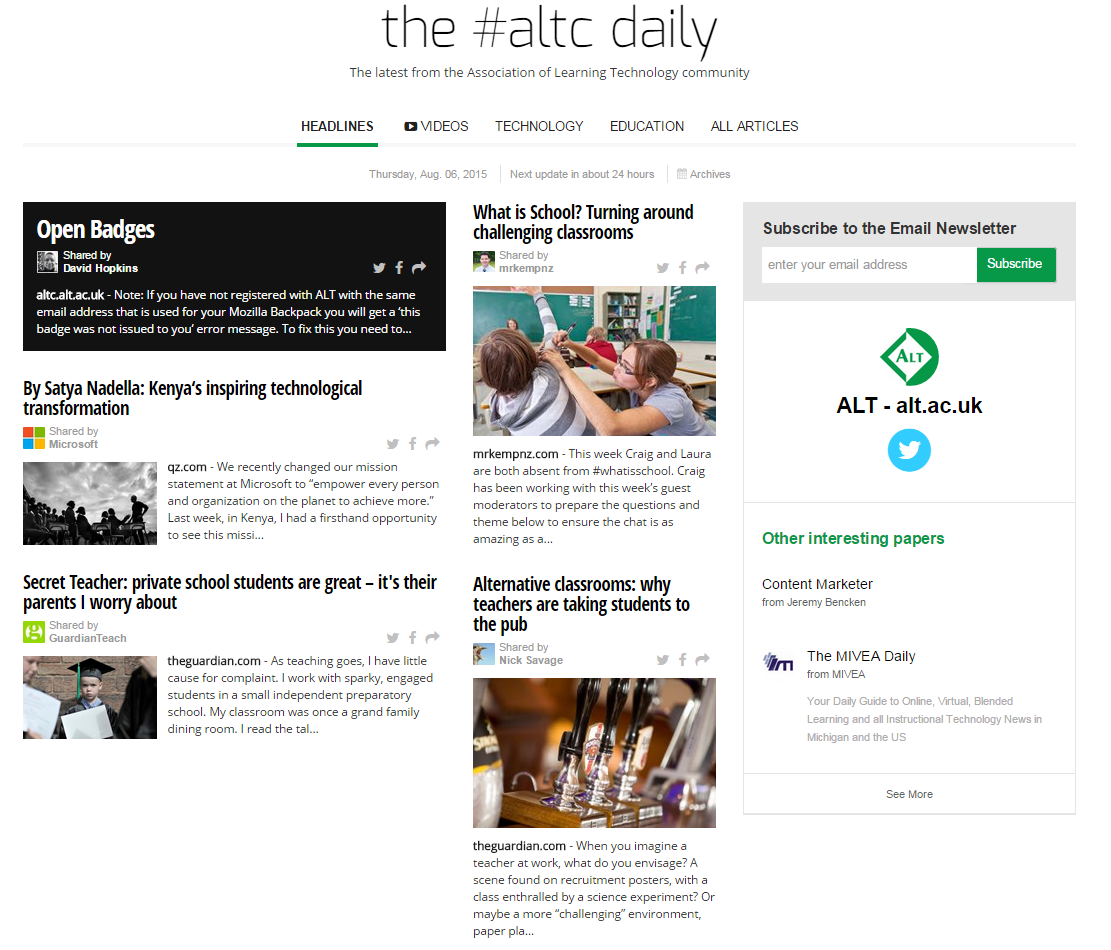 mhawksey's tweet image. @hopkinsdavid wasn't expecting your #altc badges tweet to be headline news  ;) #thealgorithms paper.li/A_L_T/14348863…
