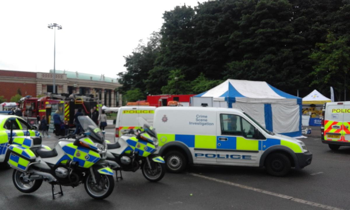 We're at the @traffordcentre until 4pm, along with @gmptraffic, #GMPMotorcycleUnit & Crime Scene Investigators.