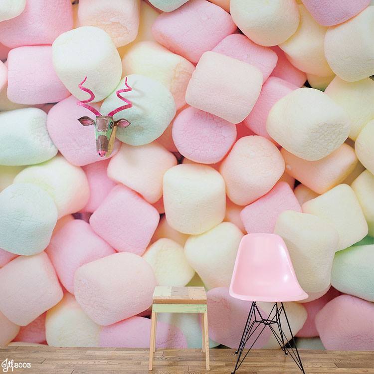 壁紙革命 賃貸でもおしゃれに Diy Marshmallow ふわふわ なマシュマロが壁一面に 鮮やかなパステルカラーで思わず触りたくなります 繋げて１つの絵になるパネル壁紙です Http T Co Kuwtr11xkl Http T Co Dmztywfbwm