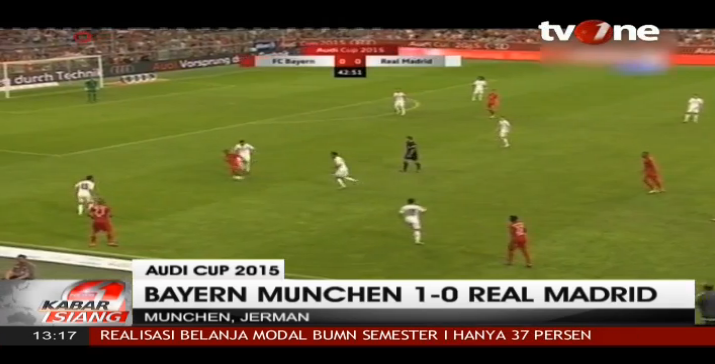tvOneNews's tweet photo. Audi cup 2015 , Buyern Munchen 1-0 Real Madrid #KabarSiang_tvOne http://t.co/z5SZ1yL56Z http://t.co/oUvsPTSz9X