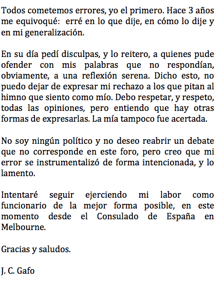 Anticipándome a debates o comentarios que puedan resurgir sobre este tema, os pido que leáis la nota adjunta. Gracias