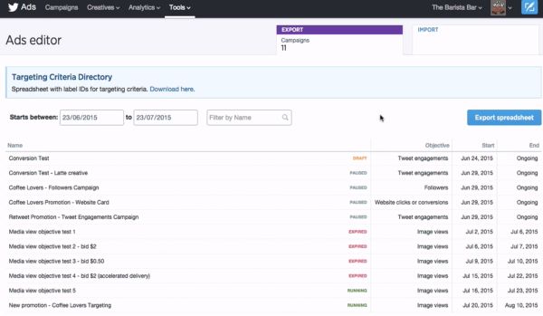 theo_guns's tweet photo. #Twitter introduces #AdsEditor, enabling bulk changes to campaigns: https://t.co/xsmYMtUzzB http://t.co/UrAJFdJPkv