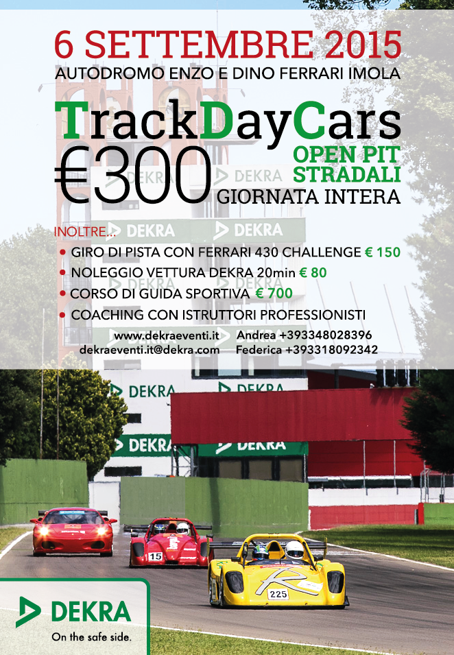 DekraEventi's tweet photo. Una giornata da non perdere. 6 settembre 2k15
#guidasportiva #trackdaycars #openpit #f430challenge #safetyfirst http://t.co/9EL5u67olE