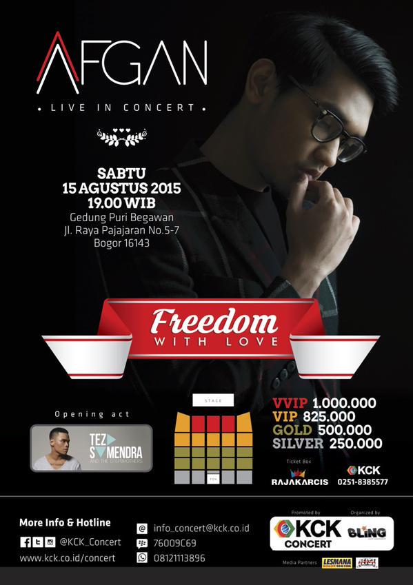 Afgan Live In Concert “Freedom With Love”. Promoted by <a href="/KCK_Concert/">KCK Concert</a> and organized by Bling Event Management.