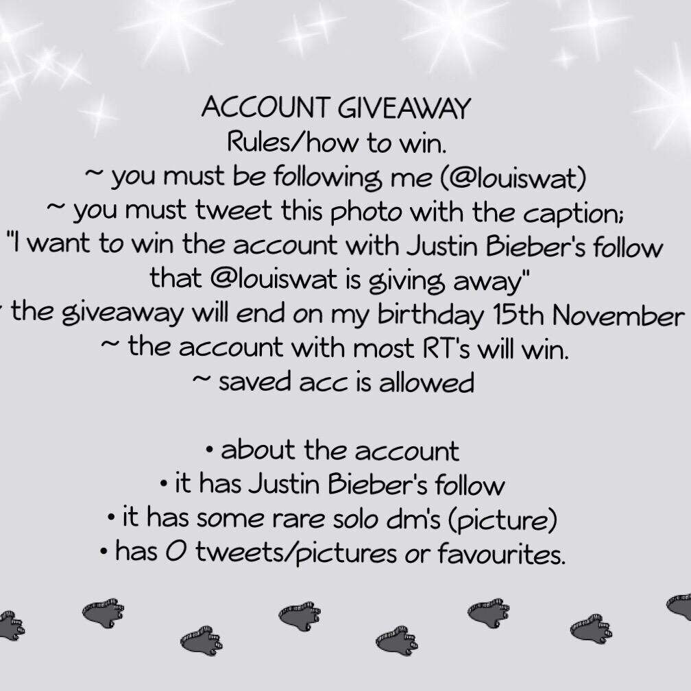 DRUMSTICKHALSEY's tweet image. 🌟I want to win the account with Justin Bieber's follow that @louiswat is giving away🌟 #IouiswatsAccountGiveaway
