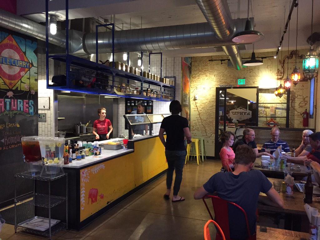 dshike's tweet photo. Love the buzz after #DinersDriveInsandDives featuring #bijuslittlecurryshop #denverdesign #yummy http://t.co/f2rbV4e2he