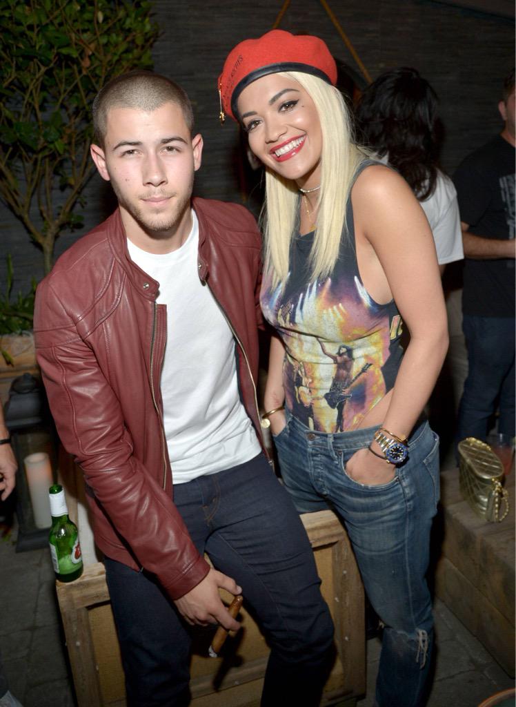 RitaOUpdatesFR's tweet photo. Rita and @nickjonas at Nick Jonas’s private party in West Hollywood last night http://t.co/I17Rwc8WyQ