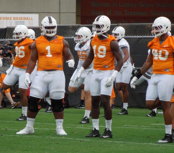 CollegeGameDay's tweet photo. Darrell Taylor (No. 19) is 6-foot-4, 228 pounds.

Kahlil McKenzie (No. 1) makes him look tiny. (via @patrickbrownTFP) http://t.co/OfwbB2rRnb